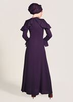 Tesettür giyim MOR VOLANLI GÜPÜR DETAYLI ABİYE ELBİSE 1072 