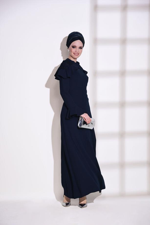 Vêtements hijab  GUIPURE DETAIL EVENING DRESS 1072 - TRENDTESETTÜR