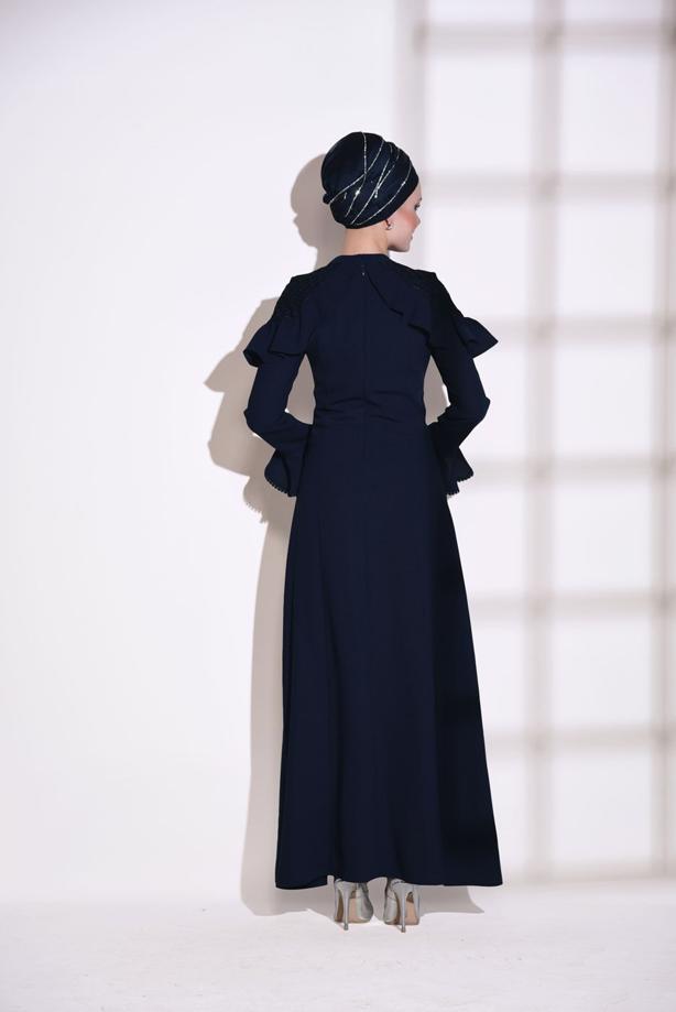 Vêtements hijab  GUIPURE DETAIL EVENING DRESS 1072 - TRENDTESETTÜR