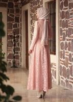 Tesettür giyim PUDRA GÜPÜRLÜ KEMER DETAYLI ABİYE ELBİSE 1613