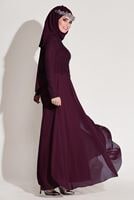 Tesettür giyim BORDO PUL VE İNCİ İŞLEMELİ ABİYE ELBİSE 1808 