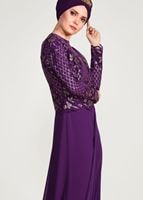 Vêtements hijab POURPRE ROBE DE SOIRÉE BRODÉE À PAILLETTES 2131