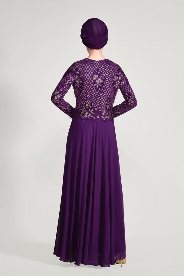 Vêtements hijab  SEQUIN EMBROIDERED EVENING DRESS 2131  - TRENDTESETTÜR