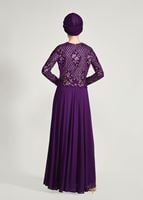 Vêtements hijab POURPRE ROBE DE SOIRÉE BRODÉE À PAILLETTES 2131