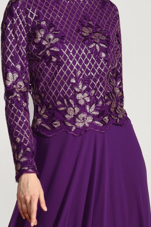 Vêtements hijab  SEQUIN EMBROIDERED EVENING DRESS 2131  - TRENDTESETTÜR