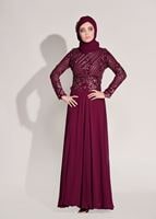 Vêtements hijab ROUGE BORDEAUX ROBE DE SOIRÉE BRODÉE À PAILLETTES 2131