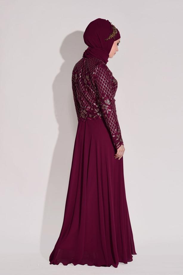 Vêtements hijab  SEQUIN EMBROIDERED EVENING DRESS 2131  - TRENDTESETTÜR