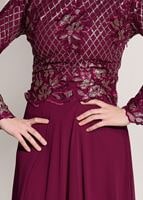 Vêtements hijab ROUGE BORDEAUX ROBE DE SOIRÉE BRODÉE À PAILLETTES 2131