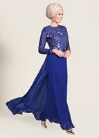Hijab clothing NAVY BLUE SEQUIN EMBROIDERED EVENING DRESS 2131 