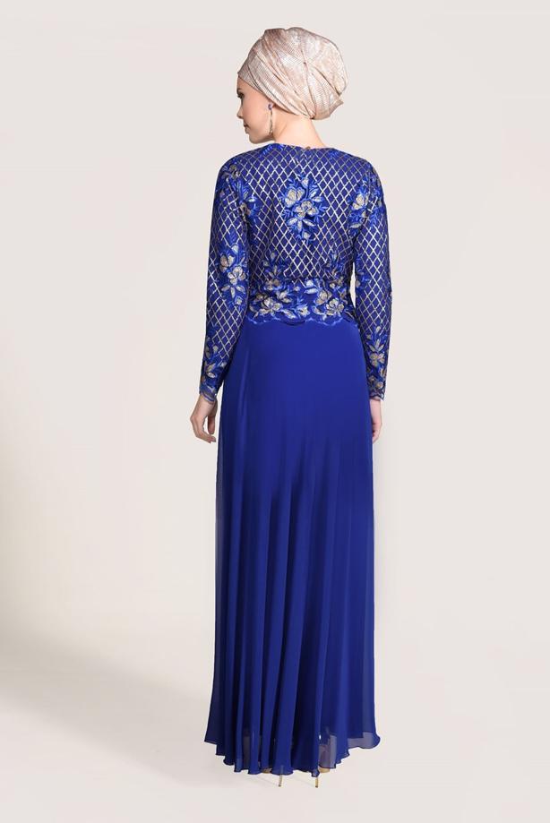Vêtements hijab  SEQUIN EMBROIDERED EVENING DRESS 2131  - TRENDTESETTÜR