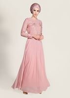 Hijab clothing POWDER SEQUIN EMBROIDERED EVENING DRESS 2131 