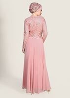 Hijab clothing POWDER SEQUIN EMBROIDERED EVENING DRESS 2131 