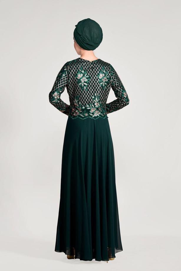 Vêtements hijab  SEQUIN EMBROIDERED EVENING DRESS 2131  - TRENDTESETTÜR
