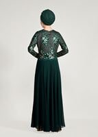 Vêtements hijab VERT ROBE DE SOIRÉE BRODÉE À PAILLETTES 2131