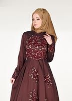 Vêtements hijab PRUNE ROBE DE SOIRÉE À PAILLETTES 2191