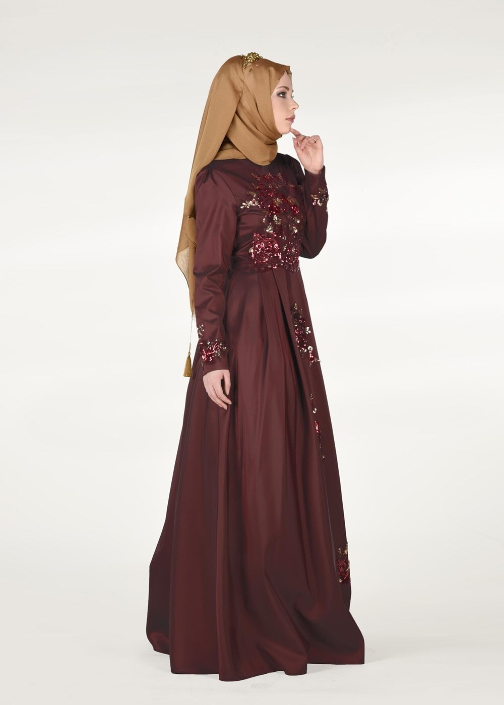 Vêtements hijab PRUNE ROBE DE SOIRÉE À PAILLETTES 2191
