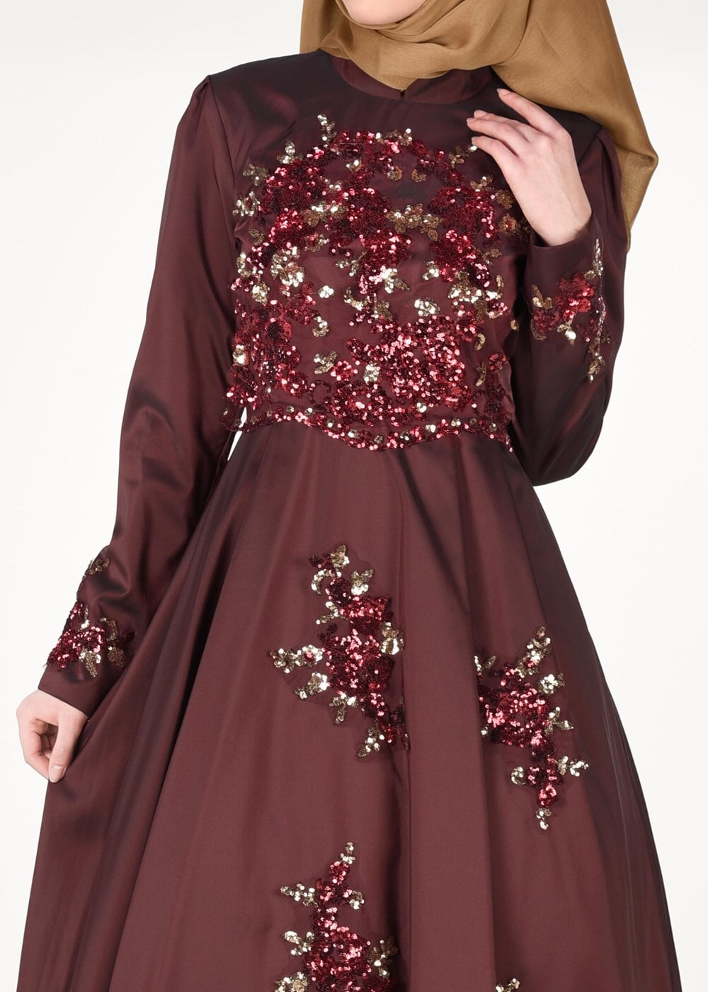 Vêtements hijab PRUNE ROBE DE SOIRÉE À PAILLETTES 2191