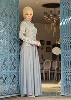 Tesettür giyim GRİ HAKİM YAKA GÜPÜRLÜ ABİYE ELBİSE 2497