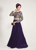 Vêtements hijab POURPRE ROBE DE SOIRÉE GUIPÉE 2581