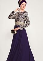 Vêtements hijab POURPRE ROBE DE SOIRÉE GUIPÉE 2581