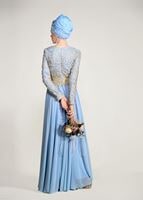Hijab clothing BLUE GUIPURED EVENING DRESS 2581 