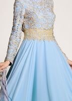 Hijab clothing BLUE GUIPURED EVENING DRESS 2581 