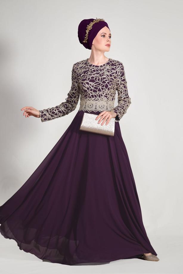 Vêtements hijab  GUIPURED EVENING DRESS 2581  - TRENDTESETTÜR