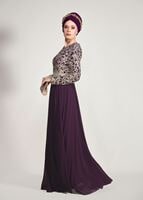 Vêtements hijab POURPRE ROBE DE SOIRÉE GUIPÉE 2581