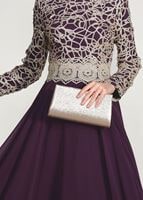 Vêtements hijab POURPRE ROBE DE SOIRÉE GUIPÉE 2581