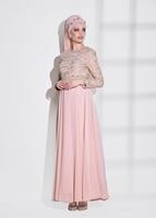 Hijab clothing POWDER GUIPURED EVENING DRESS 2581 