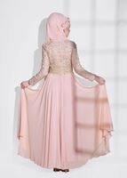 Hijab clothing POWDER GUIPURED EVENING DRESS 2581 