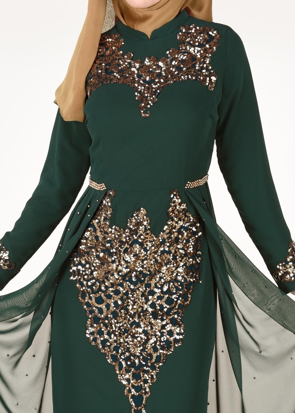 Vêtements hijab VERT  Robe de Soirée T 2951 