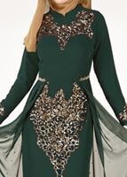 Vêtements hijab VERT  Robe de Soirée T 2951 