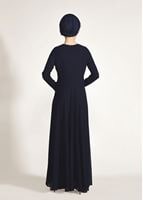 Hijab clothing NAVY BLUE SEQUIN DETAIL EVENING DRESS 3131  