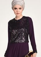 Vêtements hijab PRUNE ROBE DE SOIRÉE DÉTAIL PAILLETTE 3131