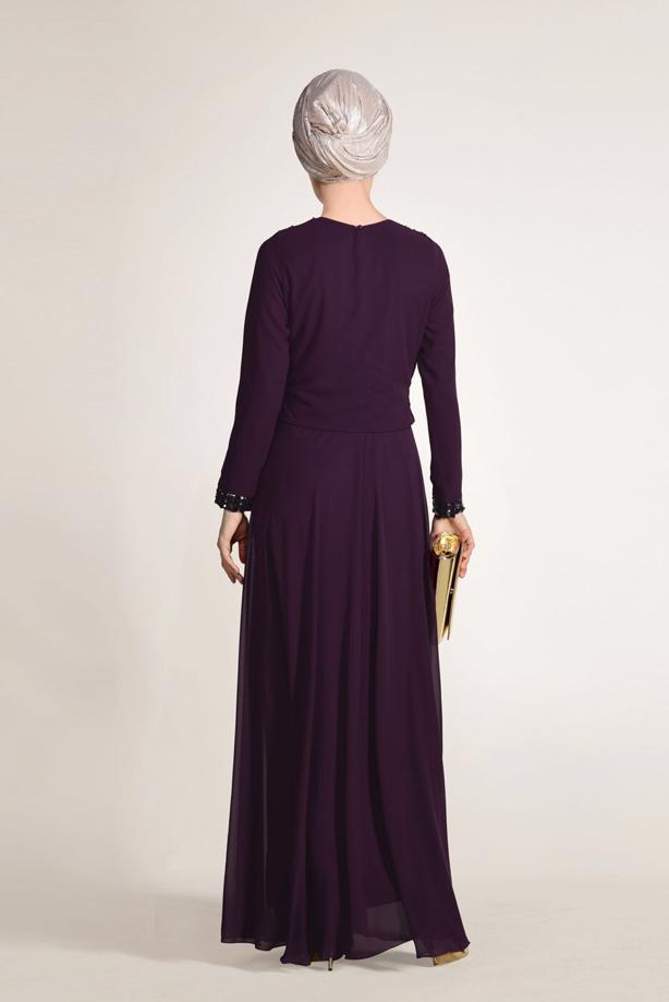 Vêtements hijab  SEQUIN DETAIL EVENING DRESS 3131   - TRENDTESETTÜR