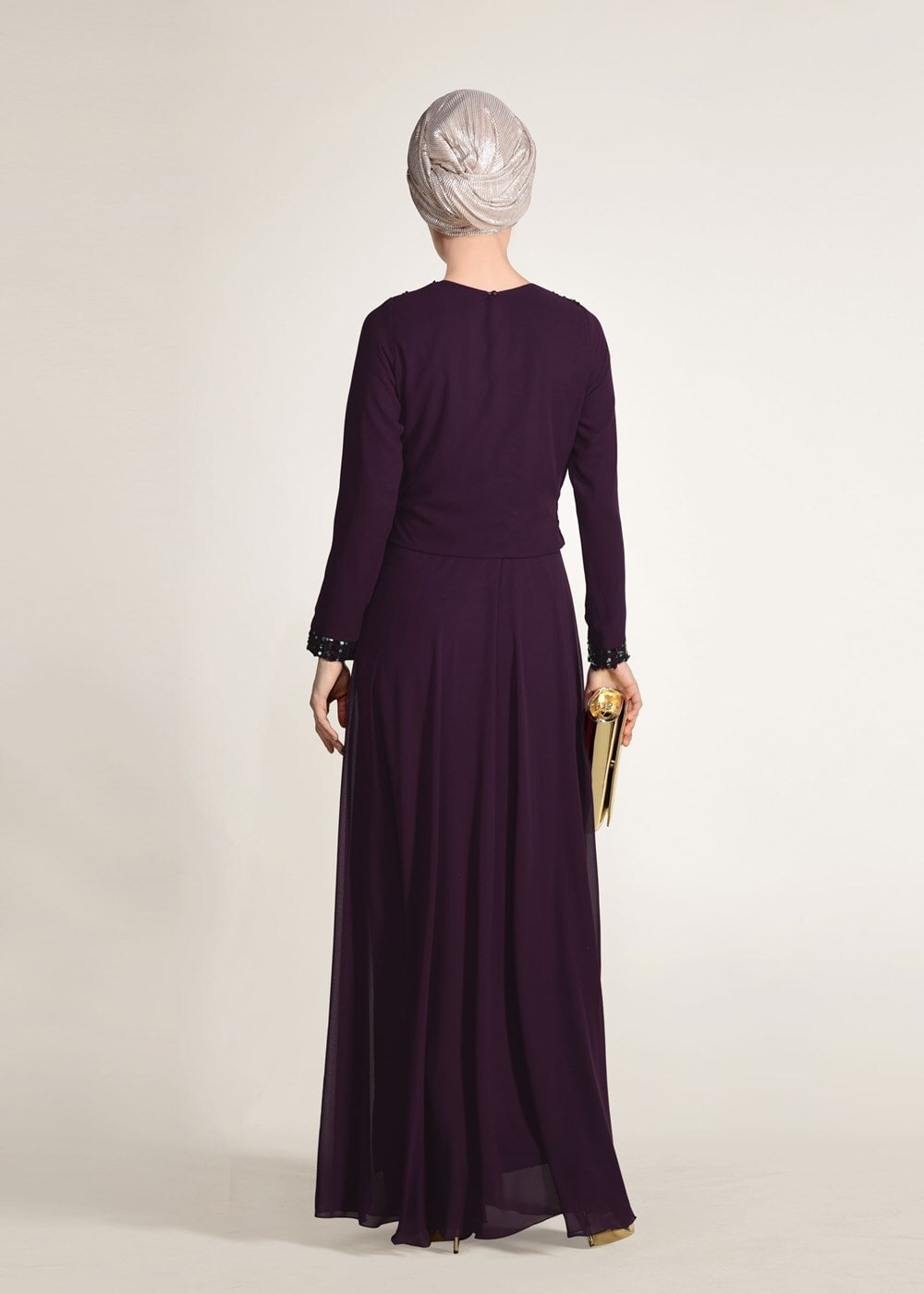 Vêtements hijab PRUNE ROBE DE SOIRÉE DÉTAIL PAILLETTE 3131