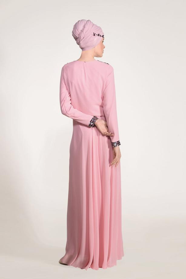 Vêtements hijab  SEQUIN DETAIL EVENING DRESS 3131   - TRENDTESETTÜR