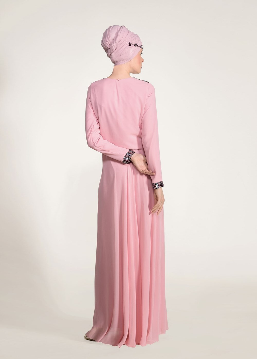 Vêtements hijab POUDRE ROBE DE SOIRÉE DÉTAIL PAILLETTE 3131