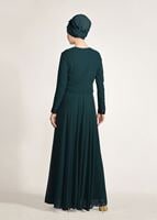 Vêtements hijab VERT ROBE DE SOIRÉE DÉTAIL PAILLETTE 3131