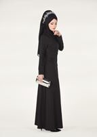 Tesettür giyim SİYAH İNCİ DETAYLI ABİYE ELBİSE 3308 