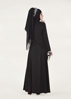 Tesettür giyim SİYAH İNCİ DETAYLI ABİYE ELBİSE 3308 
