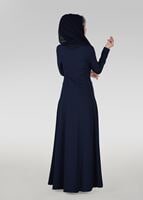 Tesettür giyim LACİVERT İNCİ DETAYLI ABİYE ELBİSE 3308 