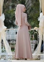 Tesettür giyim PUDRA İNCİ DETAYLI ABİYE ELBİSE 3308 