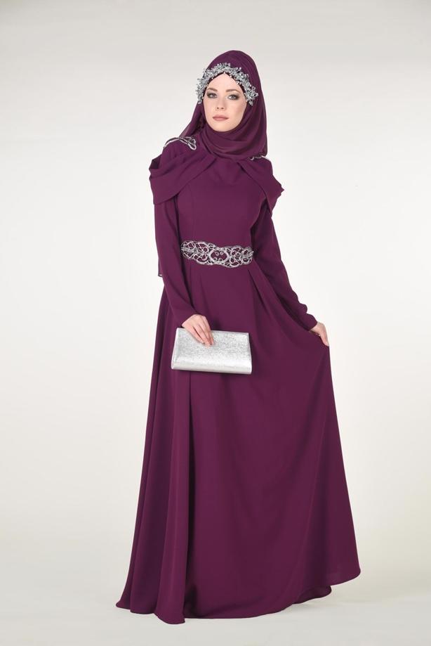 Vêtements hijab  Embroidery Detailed Evening Dress T 3762  - TRENDTESETTÜR