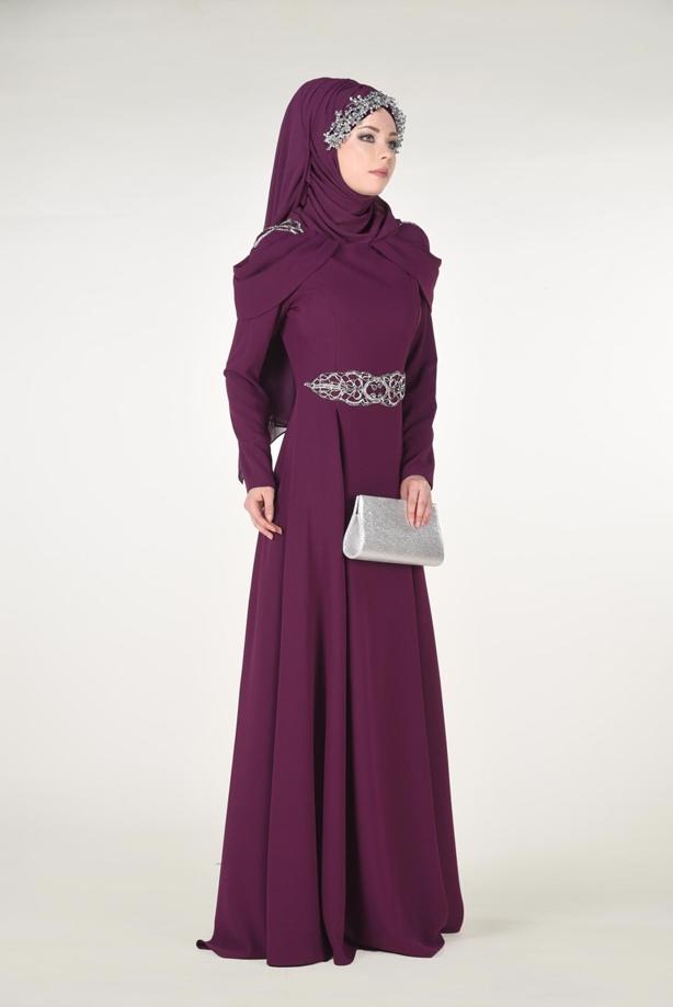 Vêtements hijab  Embroidery Detailed Evening Dress T 3762  - TRENDTESETTÜR