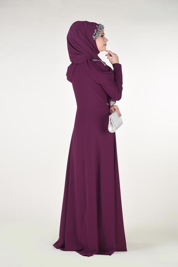 Vêtements hijab  Embroidery Detailed Evening Dress T 3762  - TRENDTESETTÜR