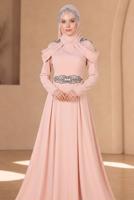 Hijab clothing POWDER Embroidery Detailed Evening Dress T 3762 