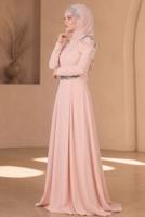Hijab clothing POWDER Embroidery Detailed Evening Dress T 3762 