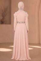 Hijab clothing POWDER Embroidery Detailed Evening Dress T 3762 